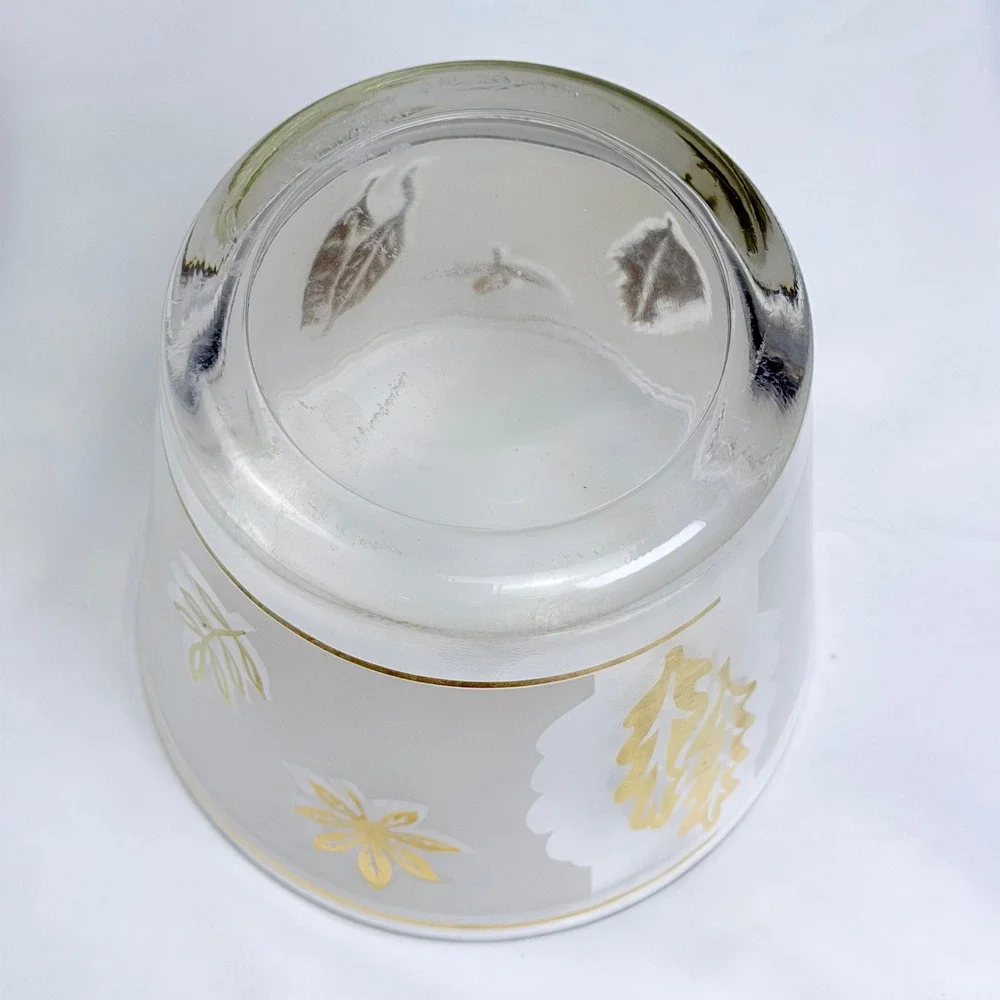 Vintage Libbey Golden Foliage Frosted Glass Planter Ice Bucket 22k Gold Leaf MCM